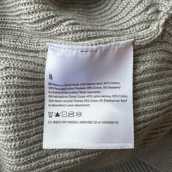 NWT LULULEMON Merino Wool-Blend Ribbed Long Wrap Sweater Heathered Gull Grey 8 - Picture 7 of 11